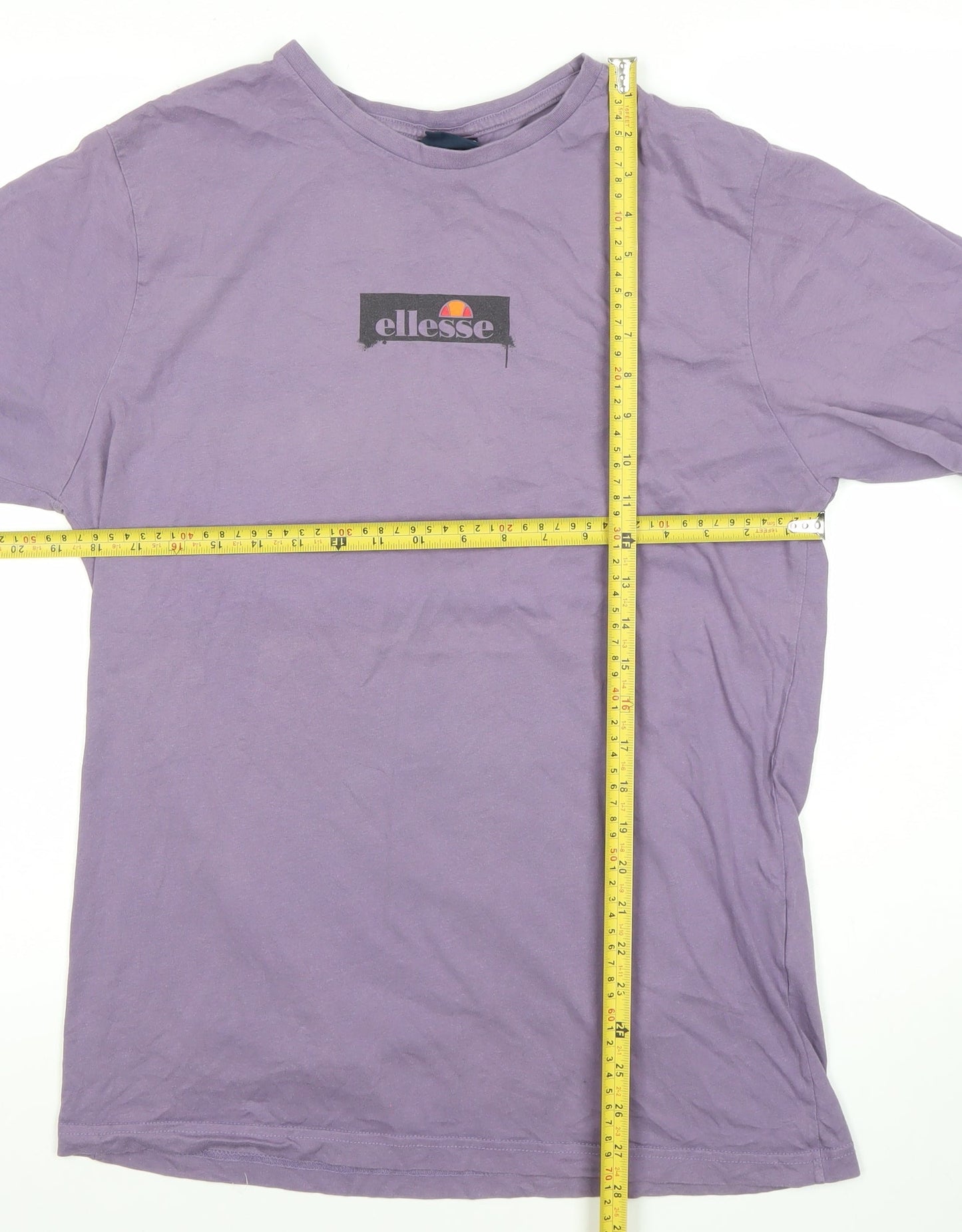 Ellesse Men's Purple Cotton Logo T-Shirt Size M Short Sleeve Crew Neck