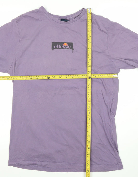Ellesse Men's Purple Cotton Logo T-Shirt Size M Short Sleeve Crew Neck