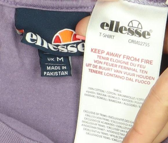 Ellesse Men's Purple Cotton Logo T-Shirt Size M Short Sleeve Crew Neck