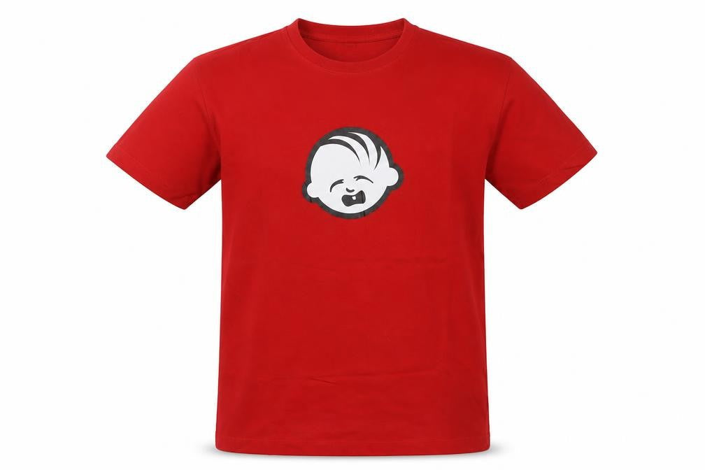 Hairy Baby Mens Red Cotton Graphic T-Shirt Size M Funny Logo