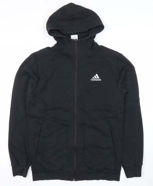 Adidas Mens Black Hoodie Full Zip Hooded Jacket Size M