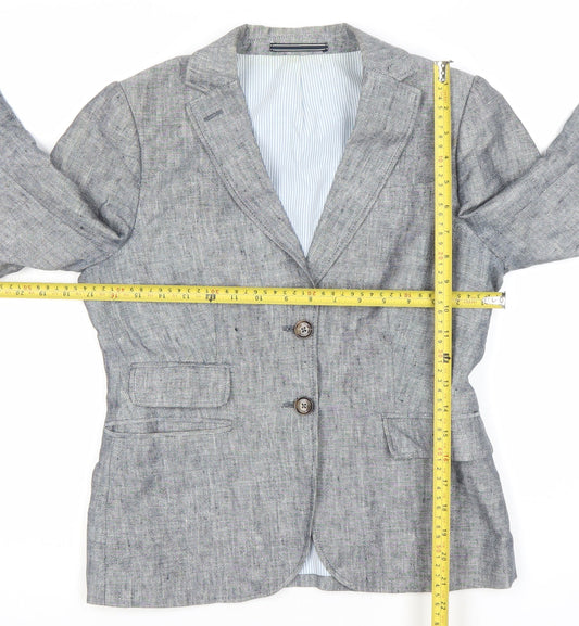 Gant Womens Grey Linen Blend Blazer UK 10 Regular Fit Two Button Jacket