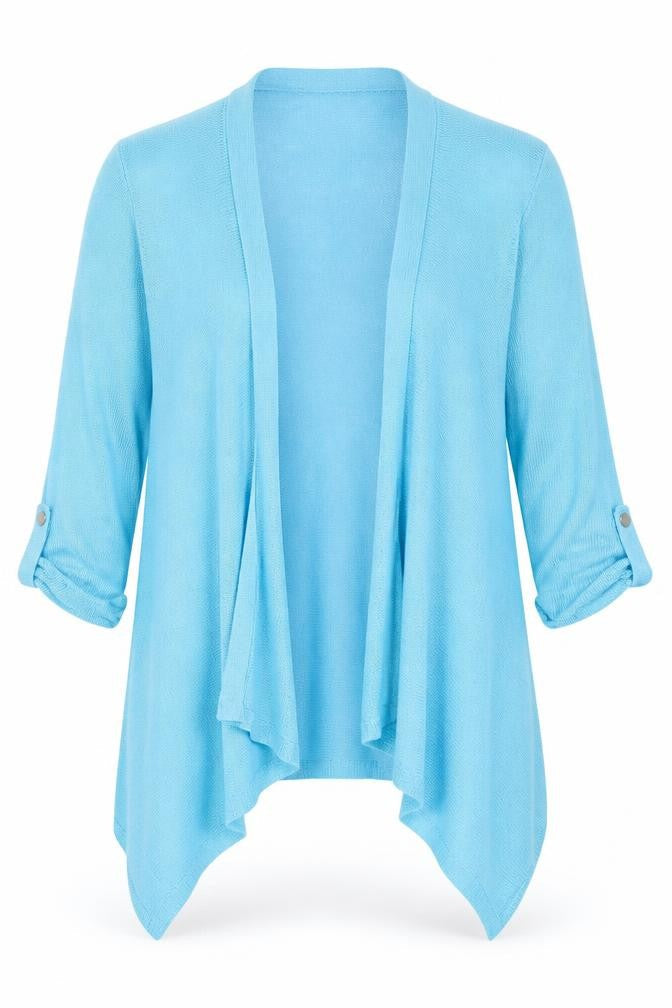 Vogue Women's Blue Cotton Viscose Cardigan Size S Open Long Sleeve