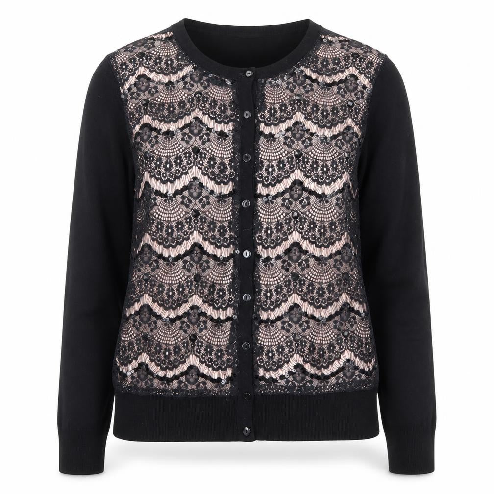 Charter Club Womens Black Lace Cardigan Jumper Size S