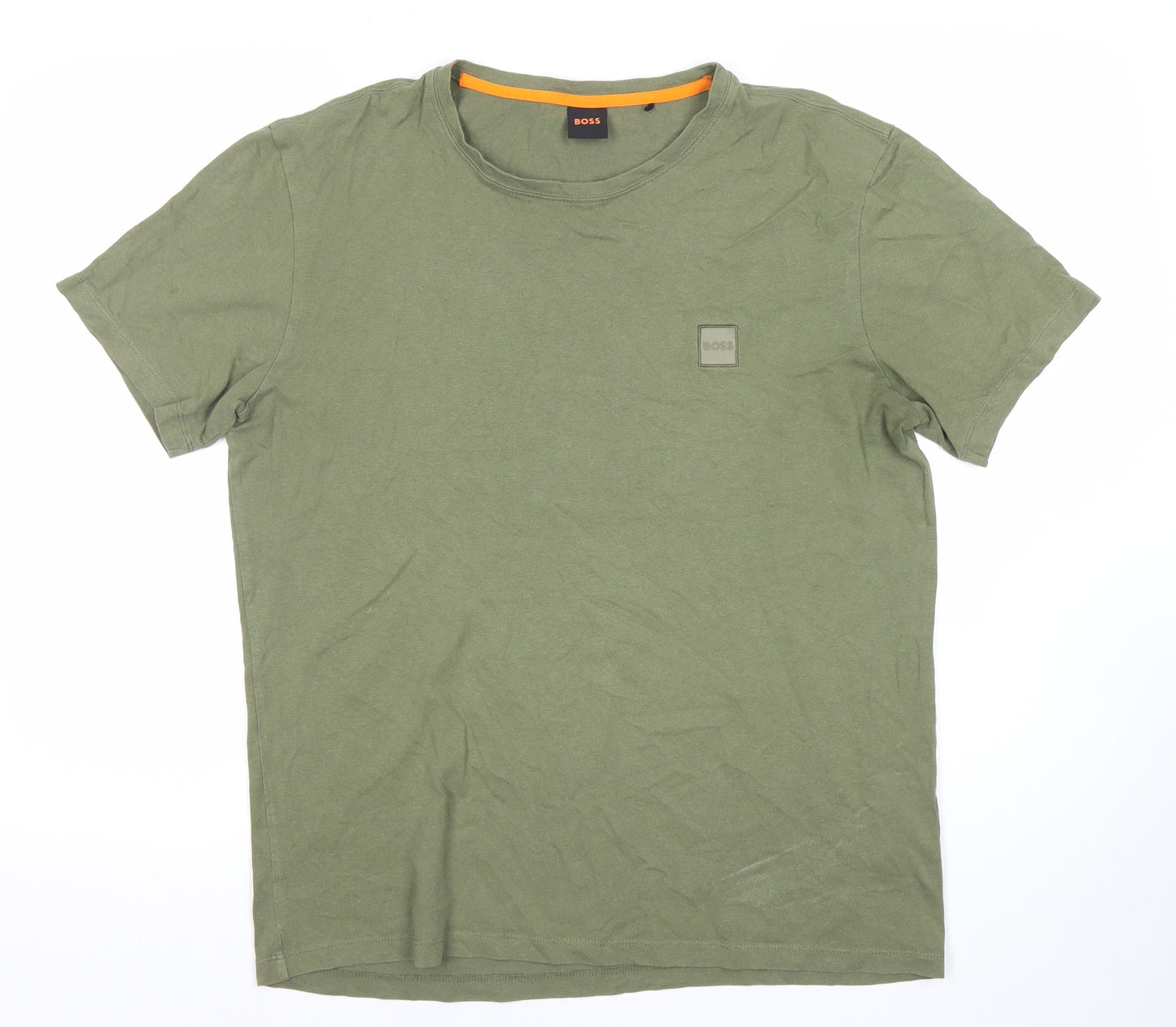 Hugo Boss Men’s Green Logo T-Shirt Size L Cotton Crew Neck