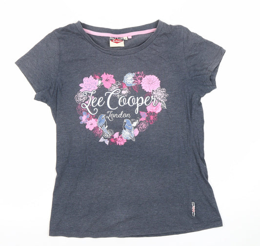 Lee Cooper Womens Blue Floral Print T-Shirt Size 12