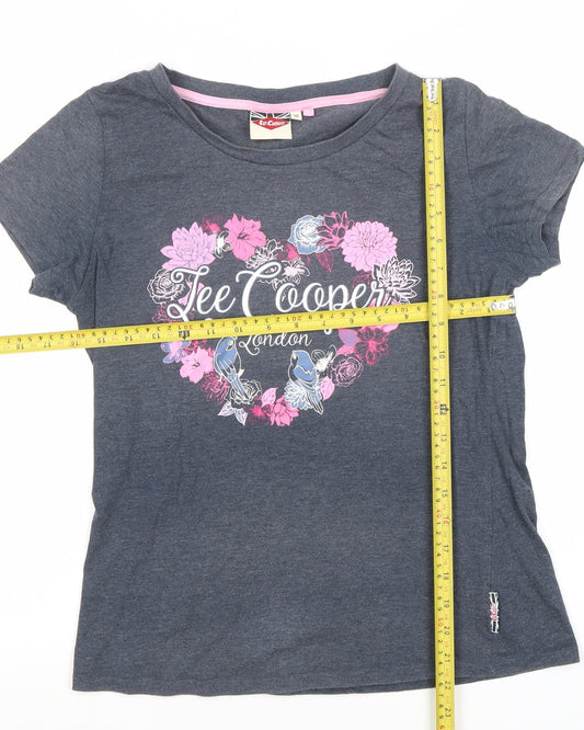 Lee Cooper Womens Blue Floral Print T-Shirt Size 12