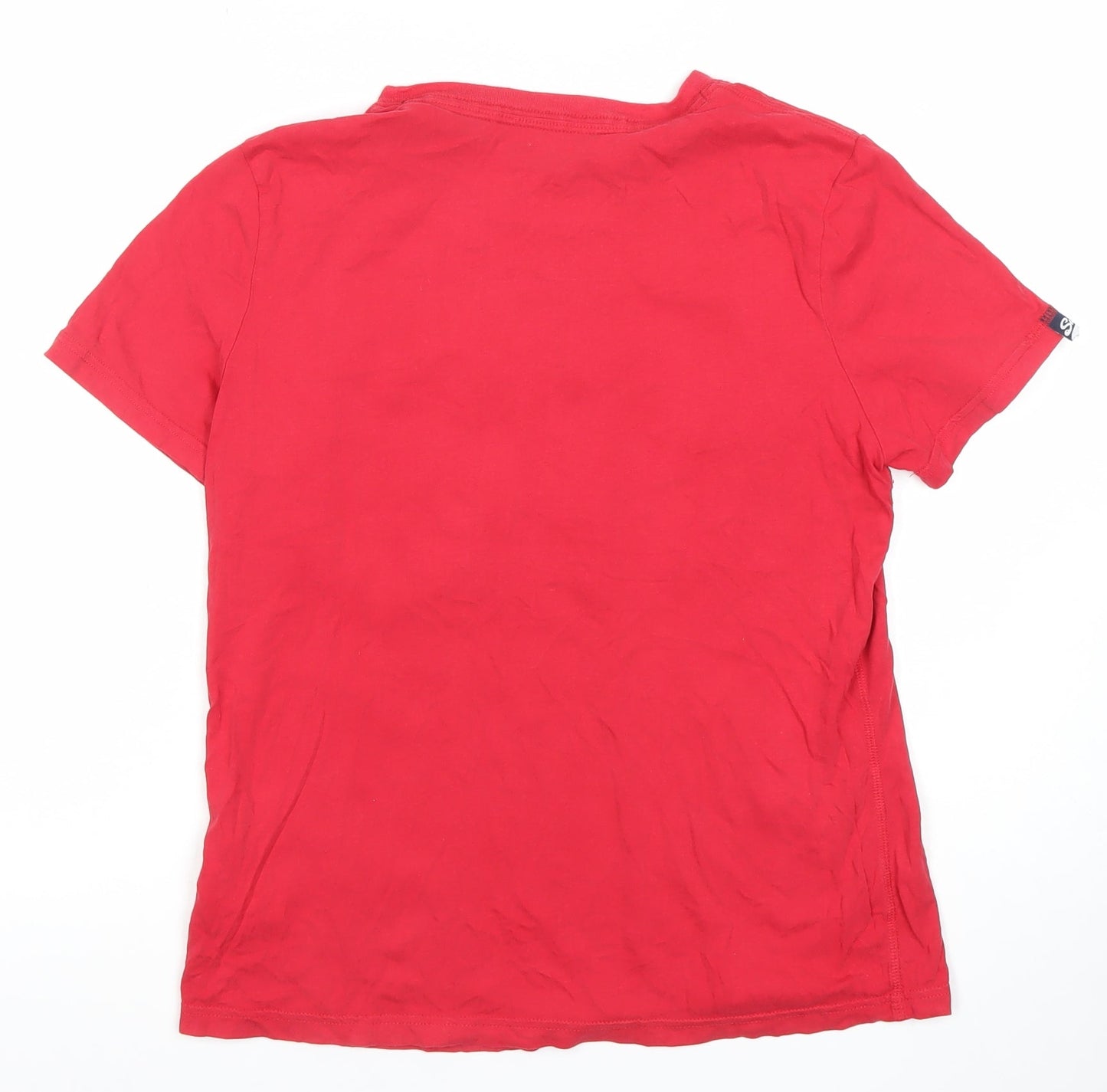 Superdry Womens Red Cotton Crew Neck Logo T-Shirt Size 12