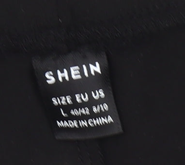 SHEIN Women’s Black Biker Shorts L Slim Fit Stretch Jersey Activewear