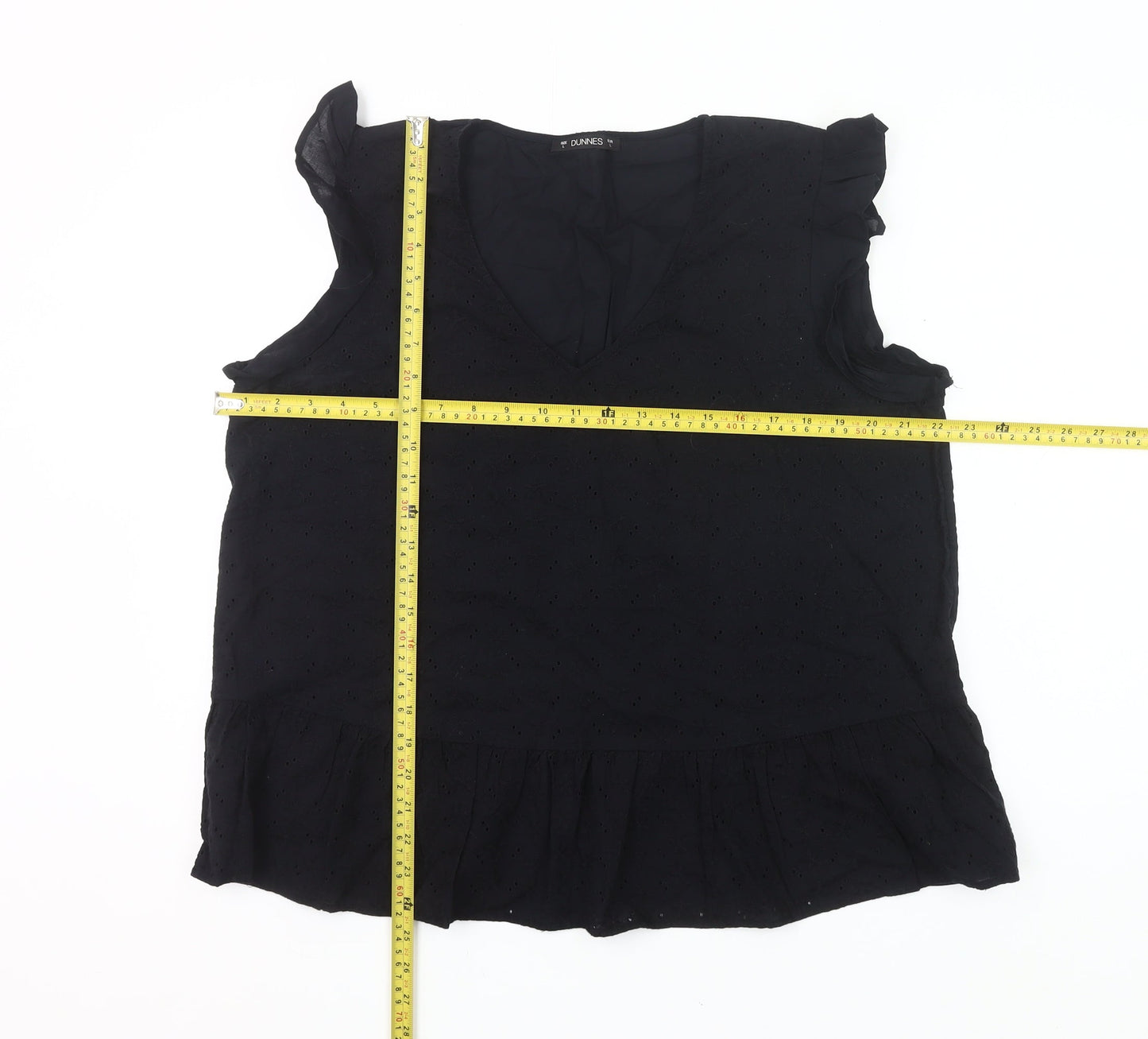 Dunnes Women’s Black Cotton Ruffle Sleeveless Blouse Size L