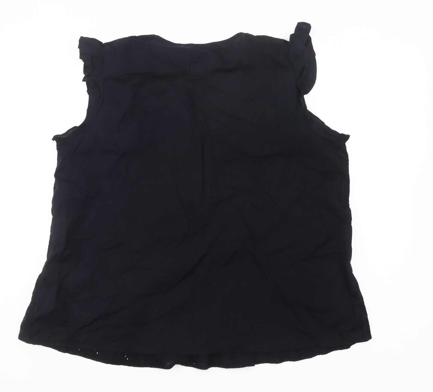 Dunnes Women’s Black Cotton Ruffle Sleeveless Blouse Size L