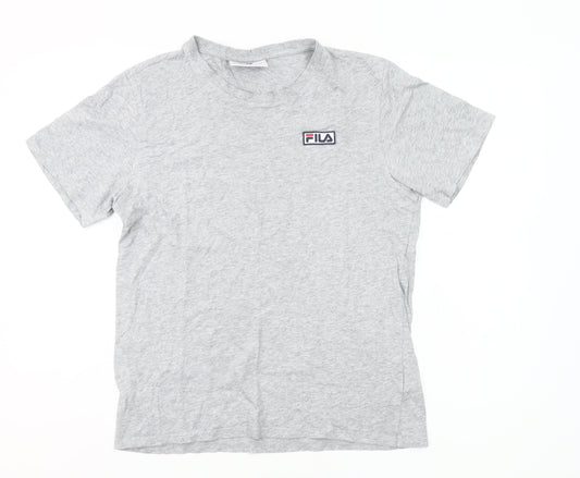 FILA Men's Grey Small Crew Neck Short Sleeve Cotton T-Shirt