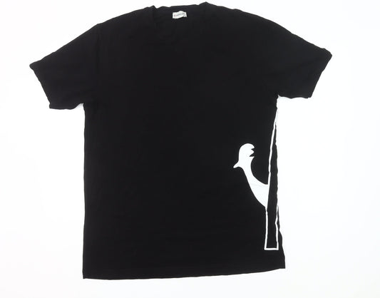 Moncler Men's Black XL Designer Logo Graphic Cotton T-Shirt