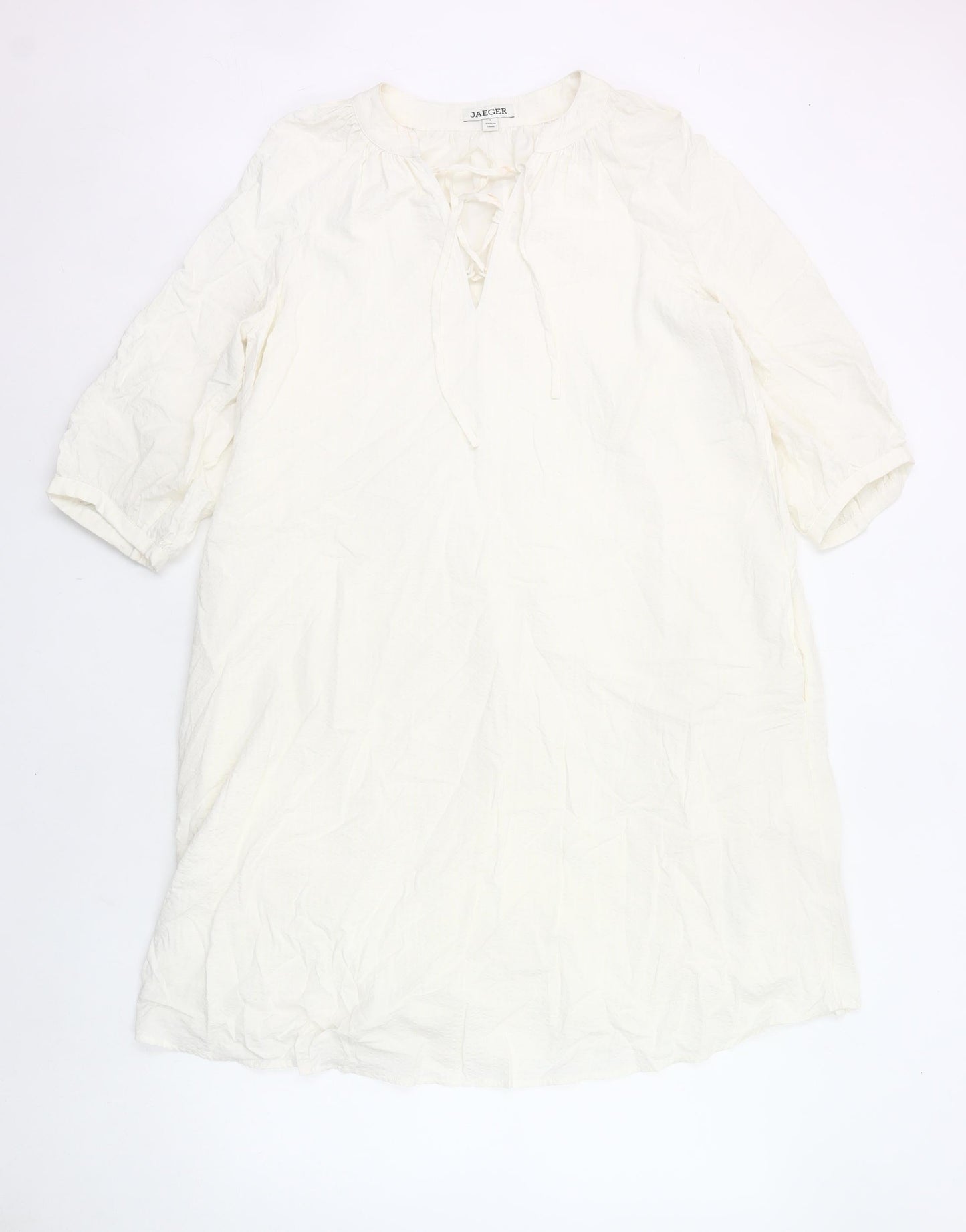 Jaeger Womens Ivory Shift Dress Size 8 Knee Length 3/4 Sleeve