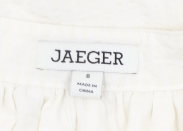 Jaeger Womens Ivory Shift Dress Size 8 Knee Length 3/4 Sleeve