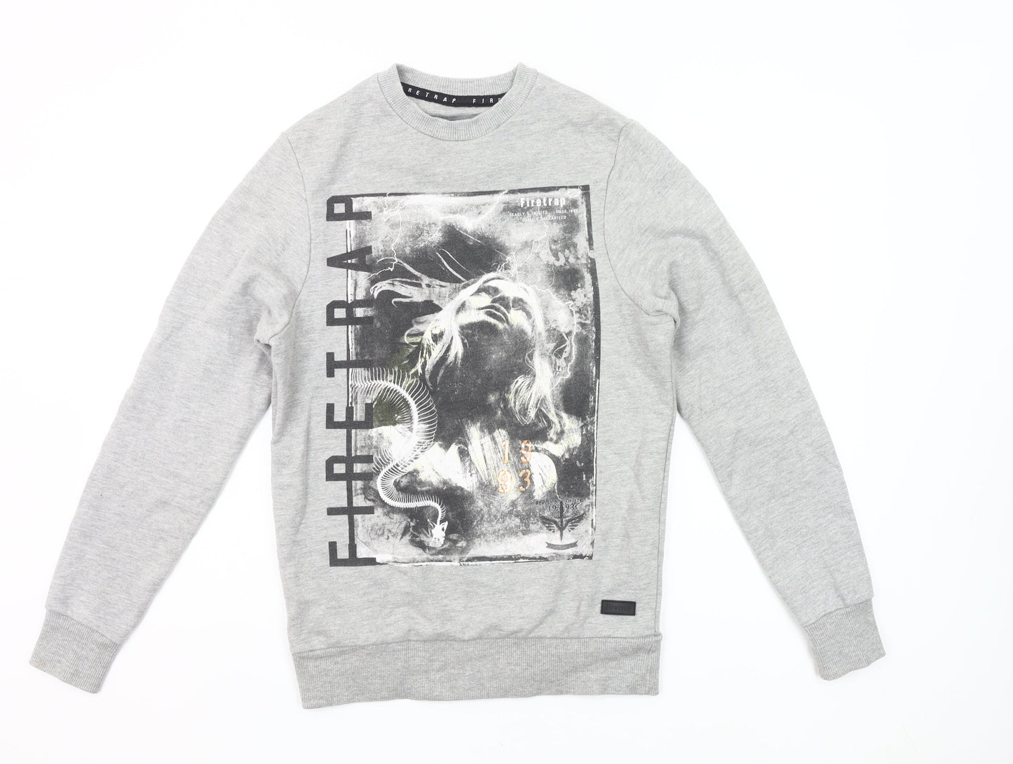 Firetrap Men's Grey Graphic Sweatshirt Crew Neck Pullover Size S