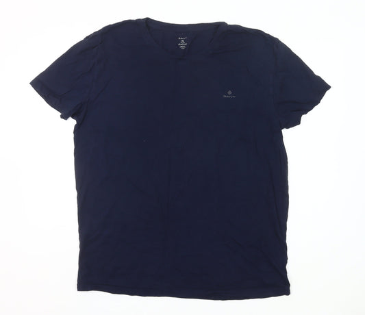 Gant Men’s Blue 2XL V-Neck Cotton Short Sleeve T-Shirt