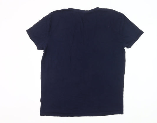 Gant Men’s Blue 2XL V-Neck Cotton Short Sleeve T-Shirt