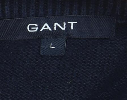 Gant Men’s Blue Cotton 1/4 Zip Pullover Jumper Size L