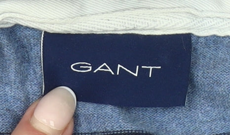 Gant Men’s Blue Striped 2XL Long Sleeve Cotton Polo Rugby Shirt