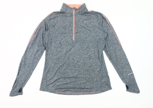 Nike Womens Blue Running Sweatshirt Size M 1/2 Zip Dri-Fit