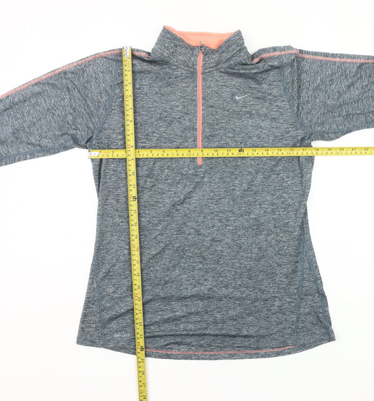 Nike Womens Blue Running Sweatshirt Size M 1/2 Zip Dri-Fit