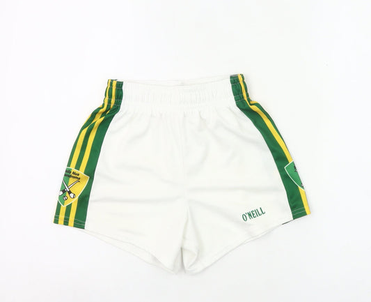 O'Neill Boys White Green Athletic Sports Shorts 24in Elastic Waist
