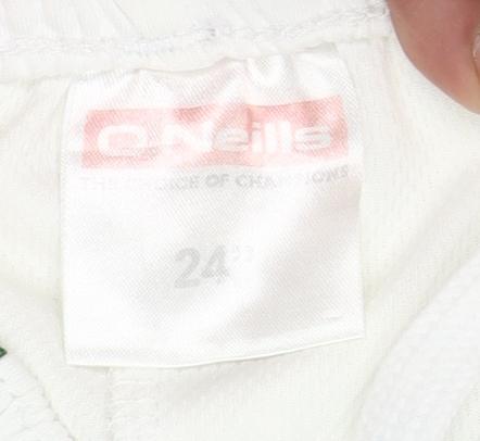 O'Neill Boys White Green Athletic Sports Shorts 24in Elastic Waist