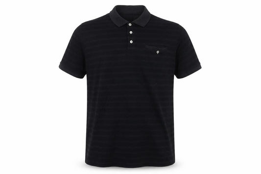 Kangaroo Poo Men’s Black Striped 2XL Polo Shirt Cotton Blend