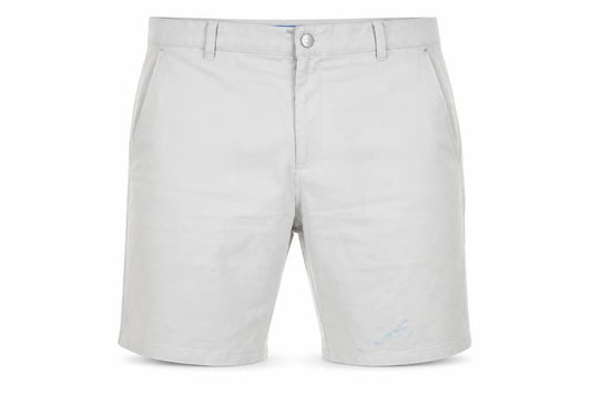Front view of Puma women’s grey chino shorts, size UK 24, regular fit casual summer