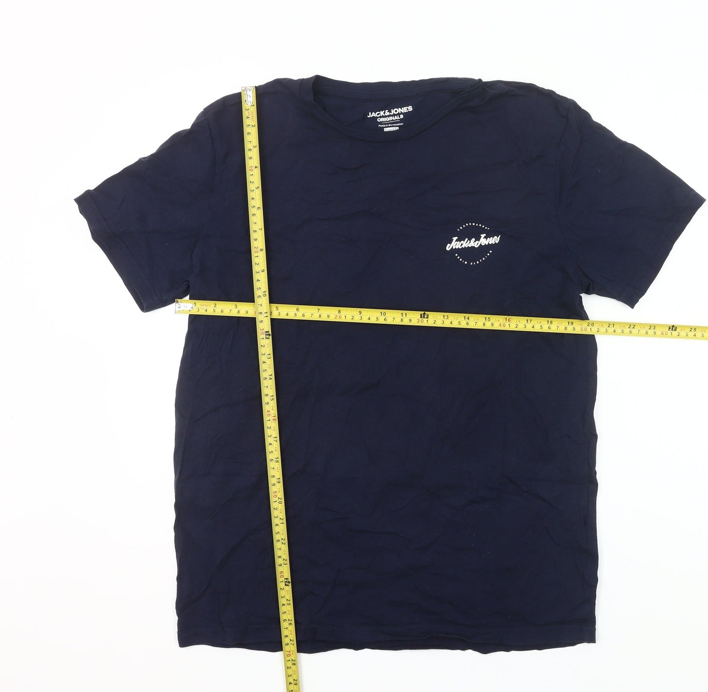Jack & Jones Men’s Blue Regular Fit Cotton Crew Neck T-Shirt M