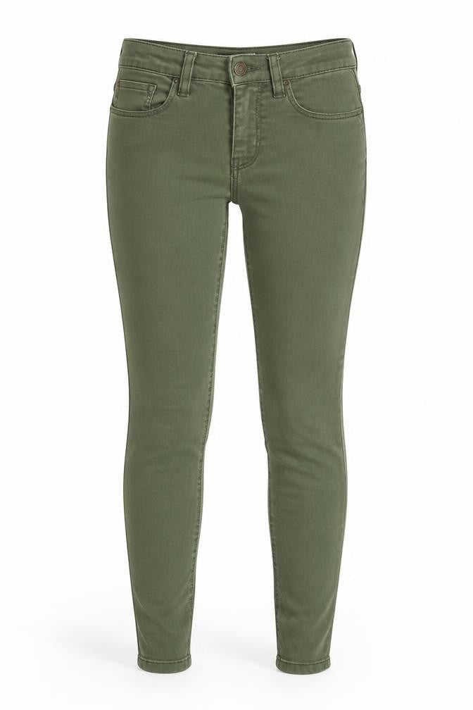 Front view of Dunnes Women’s Green Skinny Jeans, size UK 8 Slim, Stretch