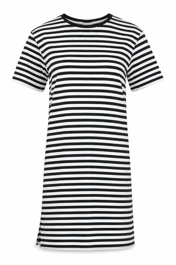 Noisy May Women’s Black White Striped T-Shirt Dress M
