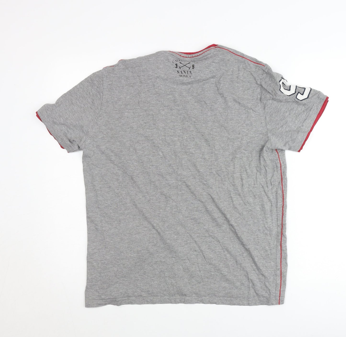 Santa Monica Polo Club Men's Grey L Graphic Embroidered T-Shirt