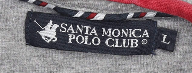 Santa Monica Polo Club Men's Grey L Graphic Embroidered T-Shirt