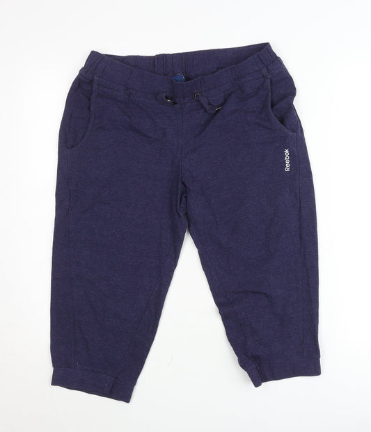 Reebok Womens Blue Jogger Trousers Size 10 Cotton Blend Stretch