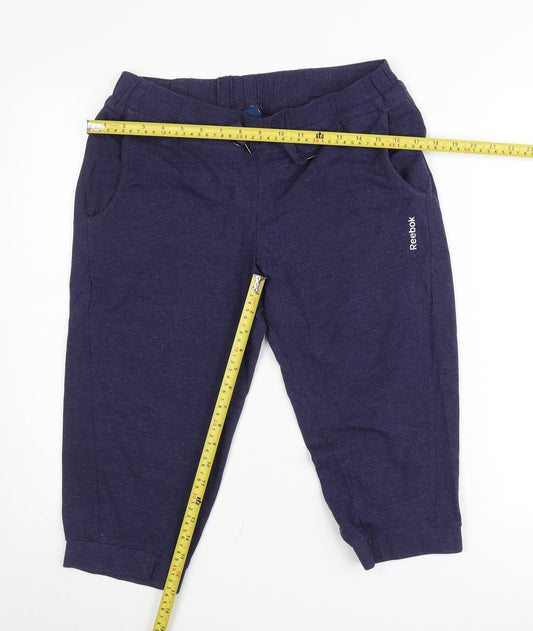 Reebok Womens Blue Jogger Trousers Size 10 Cotton Blend Stretch