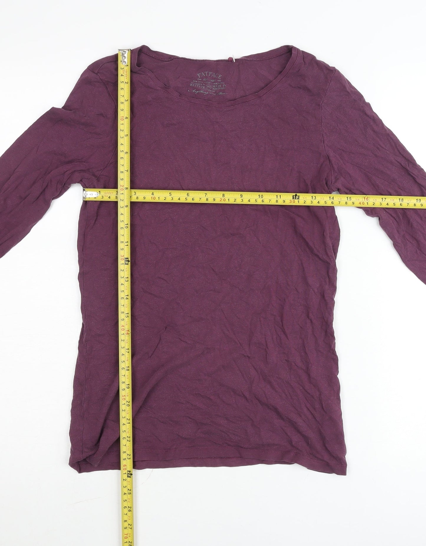 Fat Face Womens Purple Long Sleeve Basic T-Shirt Size 10