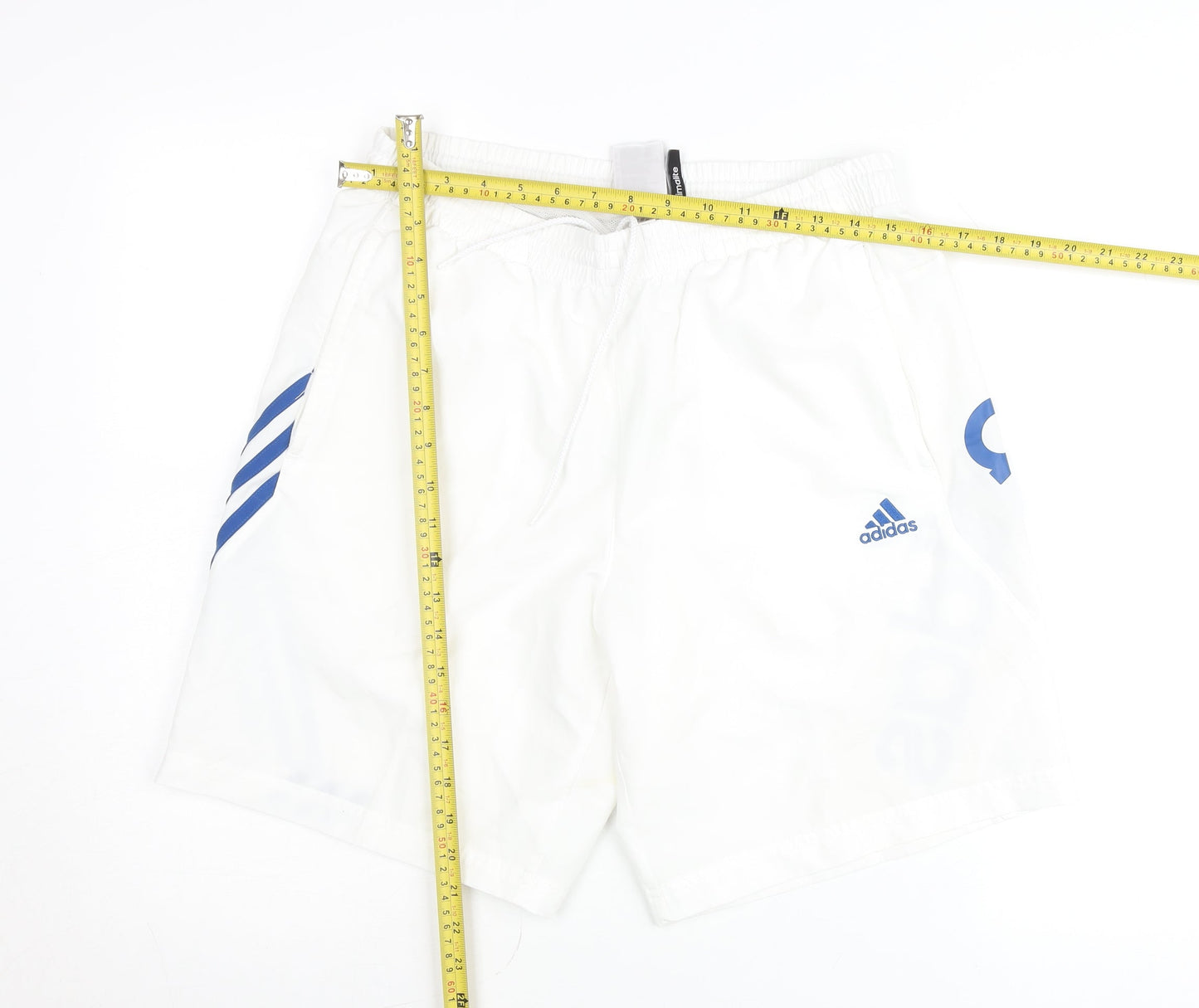 Adidas Men’s White Sports Shorts M Elastic Waist Drawstring Logo