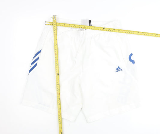 Adidas Men’s White Sports Shorts M Elastic Waist Drawstring Logo