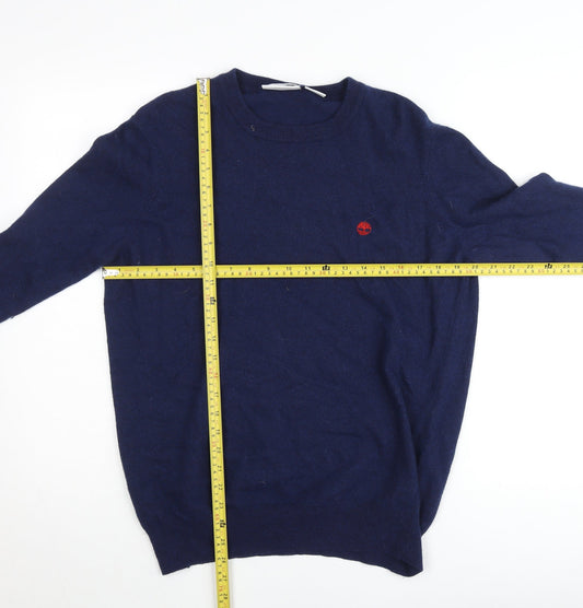 Timberland Men's Blue L Pullover Crew Neck Wool Cotton Jumper