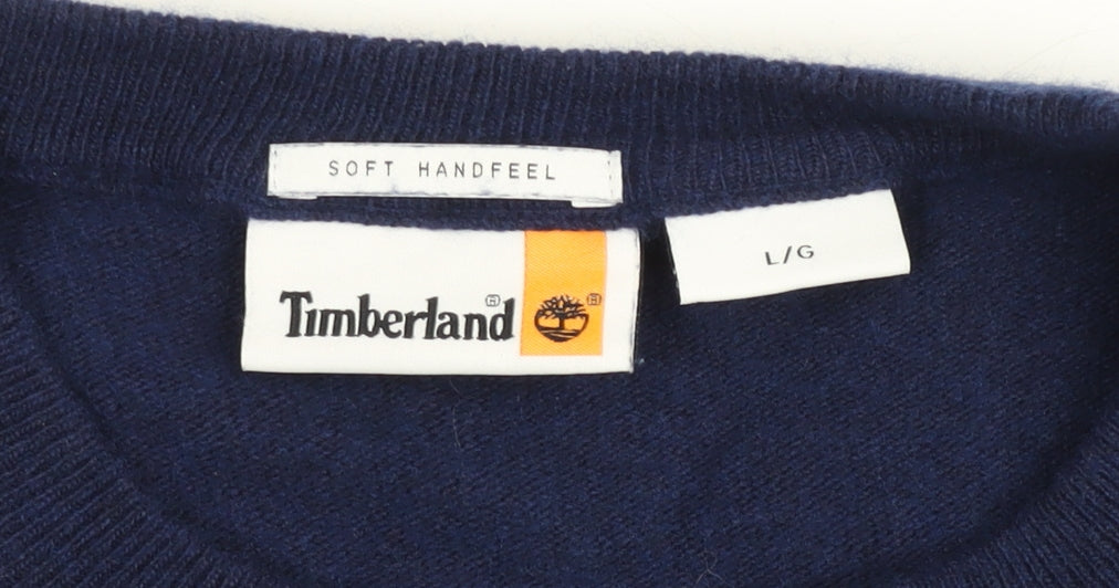 Timberland Men's Blue L Pullover Crew Neck Wool Cotton Jumper
