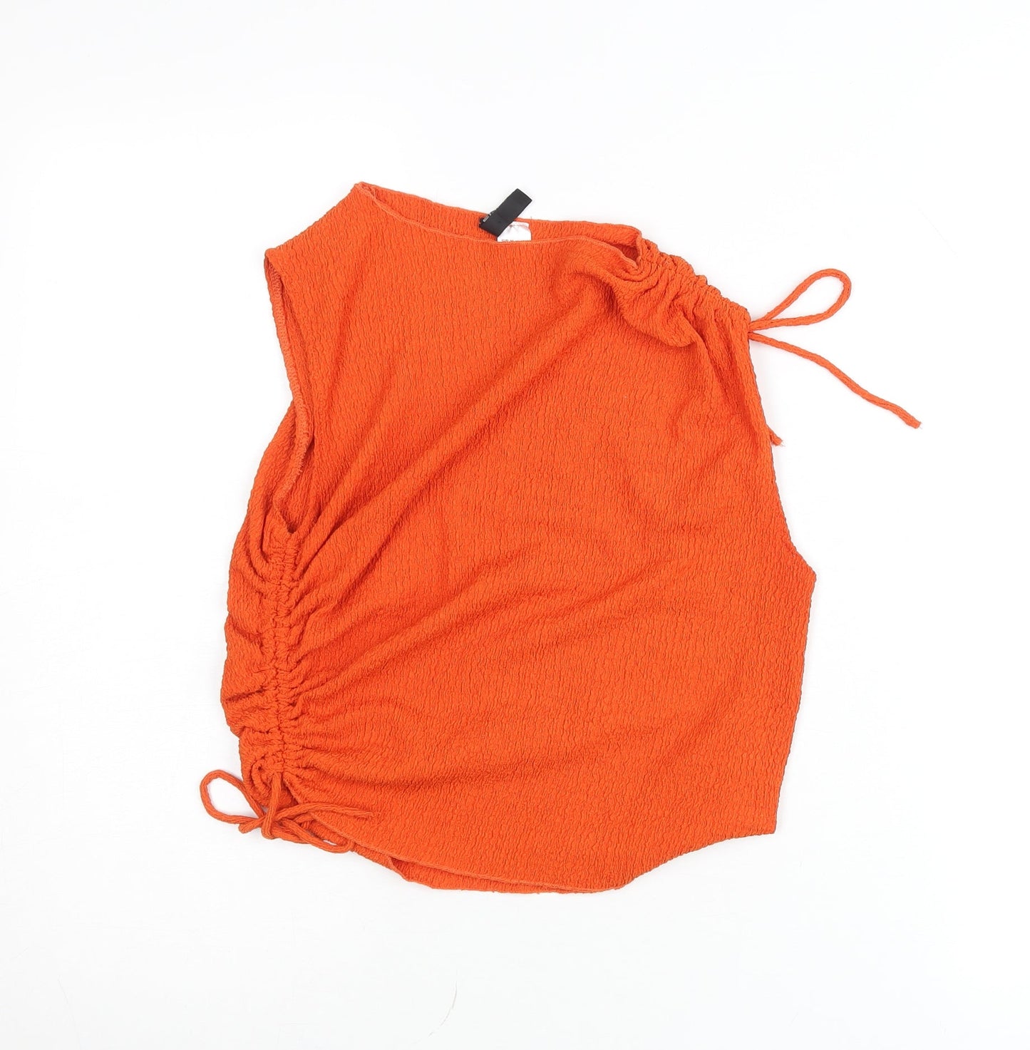 H&M Women’s Orange Camisole Tank Top Size 12 Sleeveless Ruched Tie