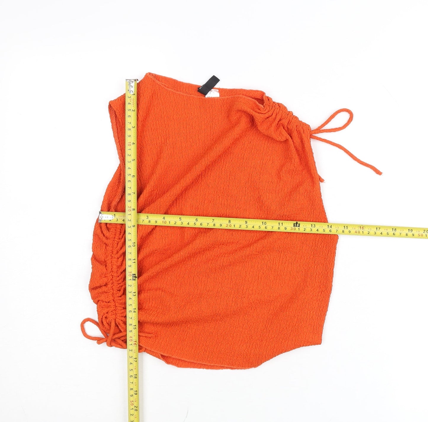 H&M Women’s Orange Camisole Tank Top Size 12 Sleeveless Ruched Tie