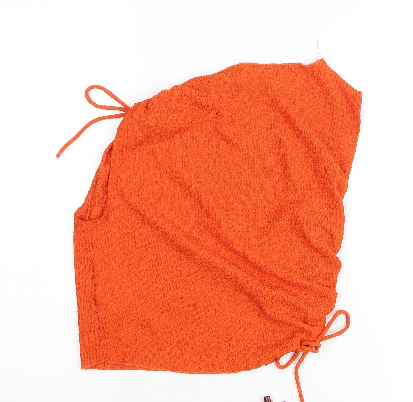 H&M Women’s Orange Camisole Tank Top Size 12 Sleeveless Ruched Tie