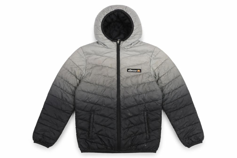 Ellesse Boys Grey Black Ombre Puffer Jacket Hooded Coat 10-11 Years