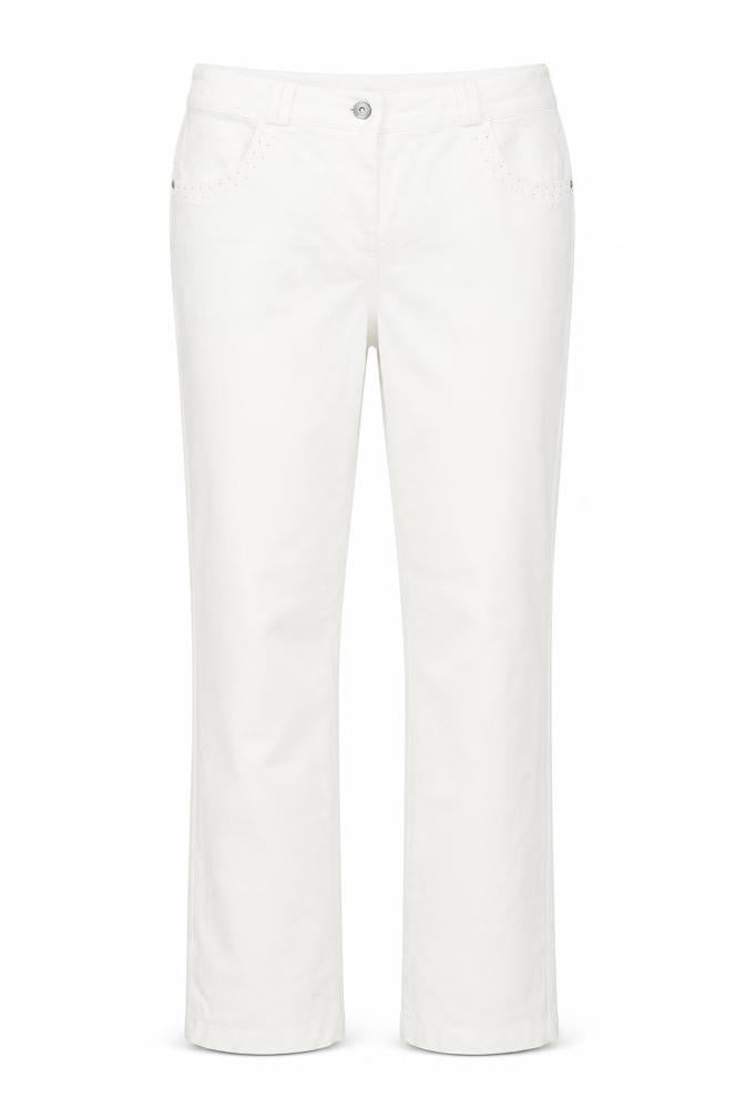 Front view of Gerard women’s white straight stretch jeans, size UK 14