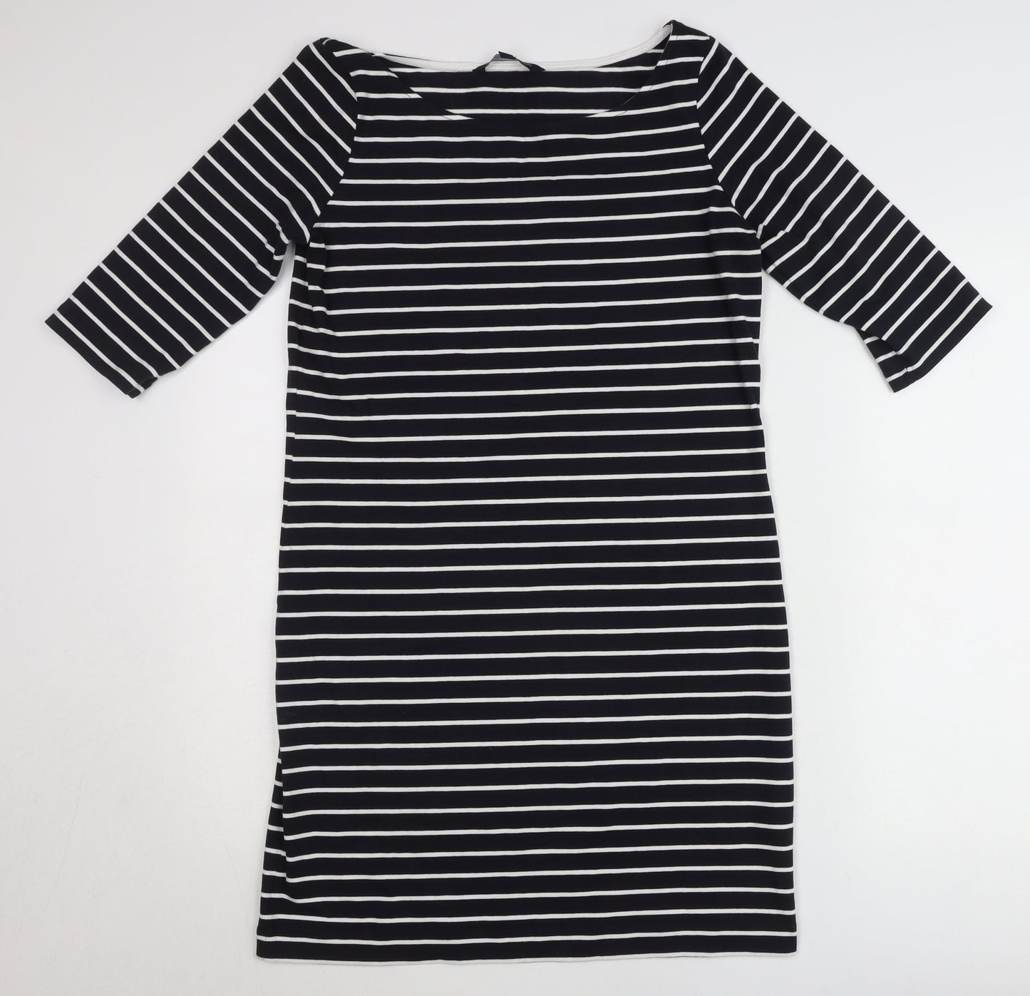 French Connection Women’s Black White Striped Shift Dress Size 14