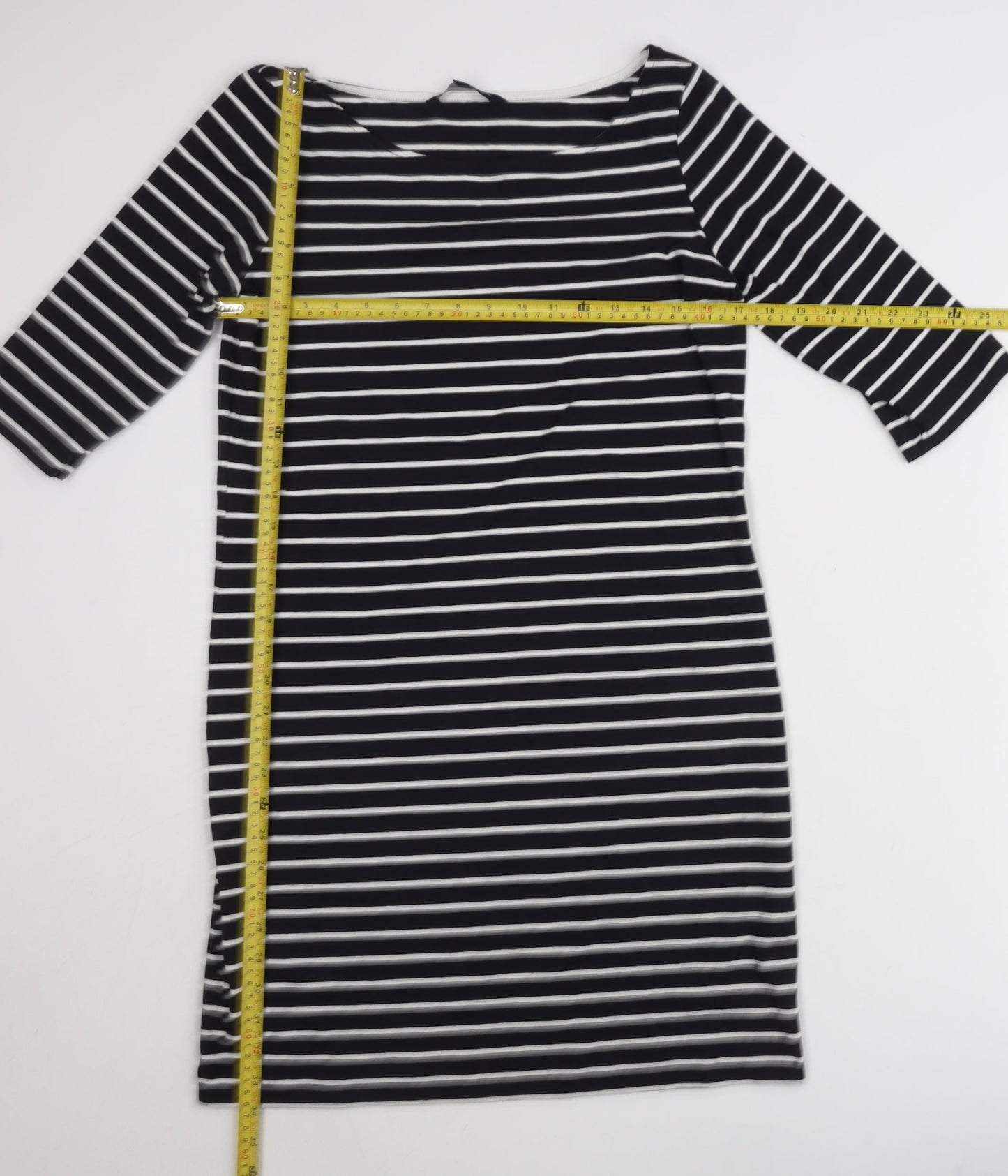 French Connection Women’s Black White Striped Shift Dress Size 14
