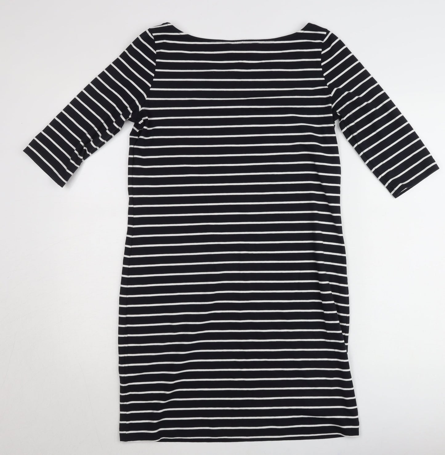 French Connection Women’s Black White Striped Shift Dress Size 14